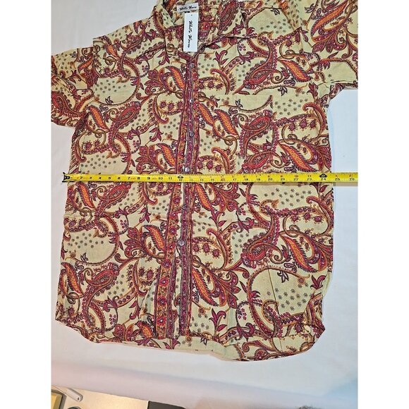 Retro Button up Womens shirt collared Long Sleeve Paisley Print size XL New - Picture 13 of 16